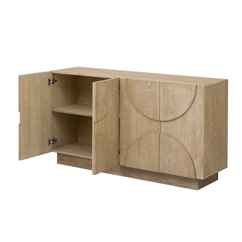 4-Door Sideboard with Adjustable Shelves, Buffet Cabinet with Semi-Circular Handles for Dining Room, Kitchen, and Living Room