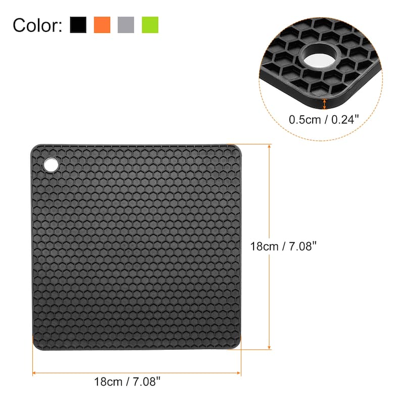 Silicone Trivet Mats Heat Resistant Pot Coasters Hot Pads 4pcs - Black/Light Grey/Green/Orange