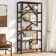 preview thumbnail 32 of 36, 71" Industrial Bookshelf, 6 Tier Rustic Brown Wood Etagere Bookcase, Open Book Shelves