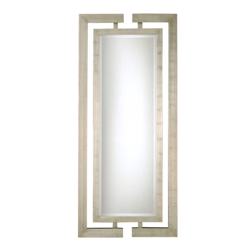 Uttermost Jamal 34" X 76" Contemporary Full Length Wall Mirror with - Scratched Silver Leaf - Scratched Silver Leaf