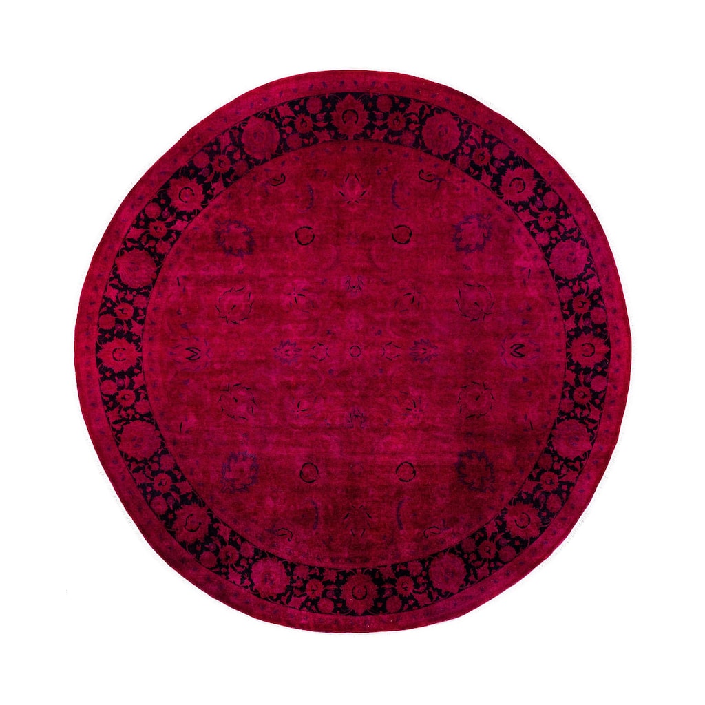 Overdyed One-of-a-Kind Hand-Knotted Area Rug - Pink - 9' 1" x 9' 1"