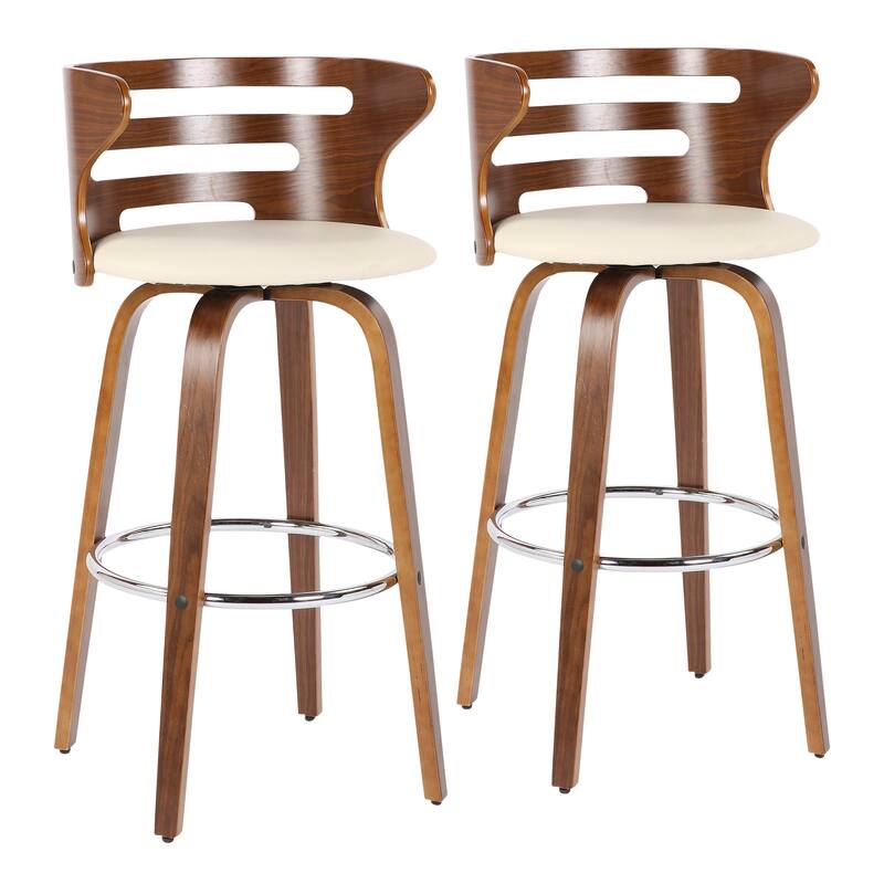 Carson Carrington Cranagh 30" Fixed-Height Bar Stool with Bent Wood Legs & Round Footrest (Set of 2)