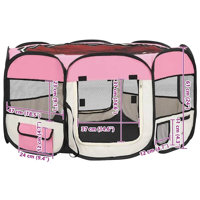 vidaXL Foldable Dog Playpen with Carrying Bag Dog Kennel Puppy Run Playpen