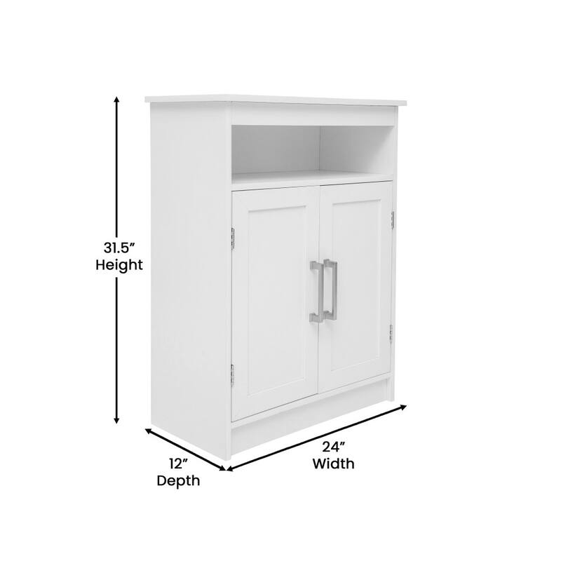 Modern Bathroom Storage Cabinet with Magnetic Close Doors and Shelves
