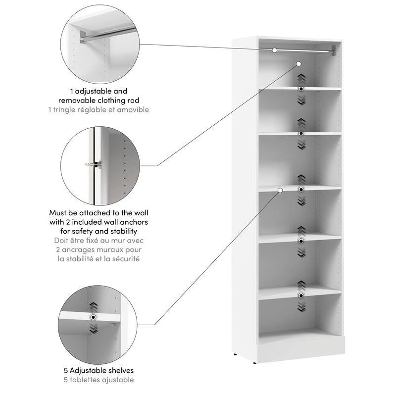 Bestar Florence 25W x 16D Modular Closet System Tower with Shelves