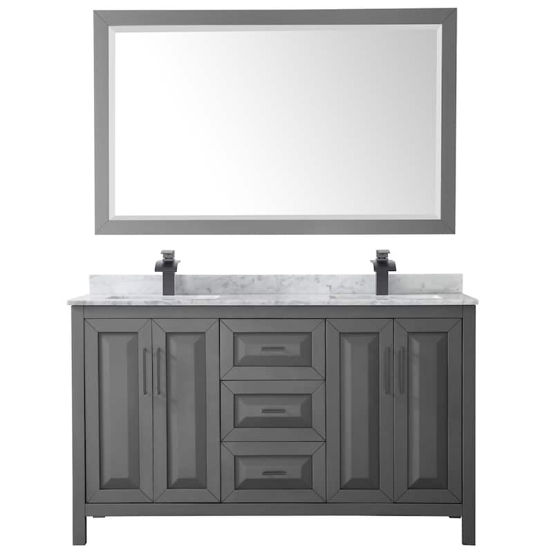 Daria 60-inch Double Vanity, Marble Top, 58-inch Mirror