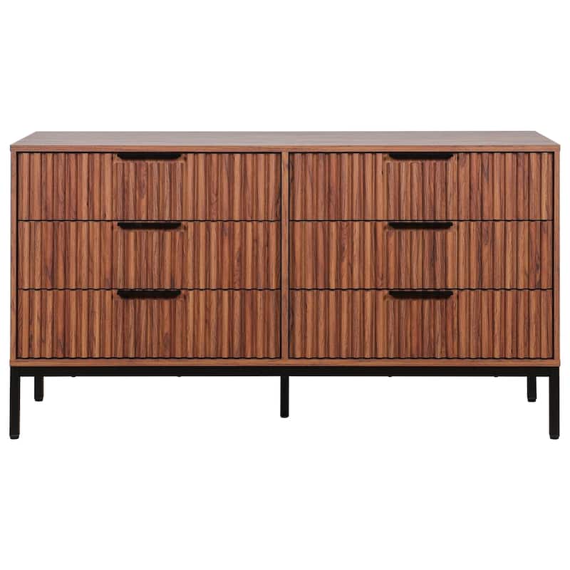 SAFAVIEH Home Lylia 6-Drawer Dresser - Walnut/Black