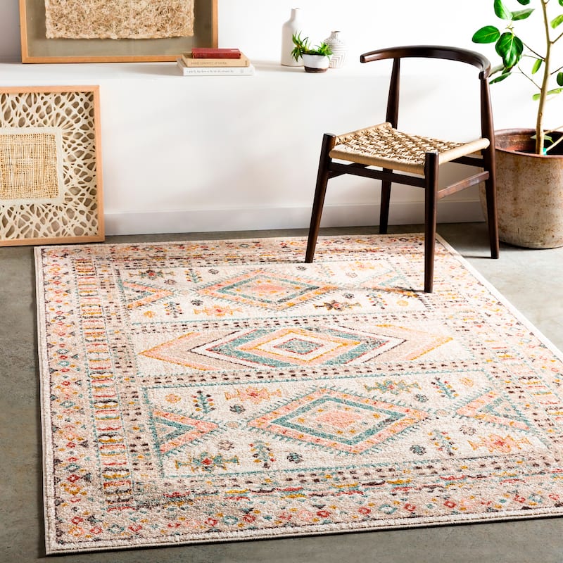 Livabliss Stuart Updated Southwestern Area Rug - Pink/Beige - 2' x 3'