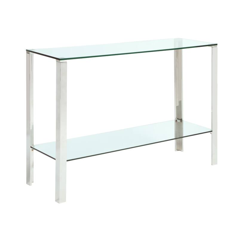 Somette Glass Top and Base with Glass Shelf