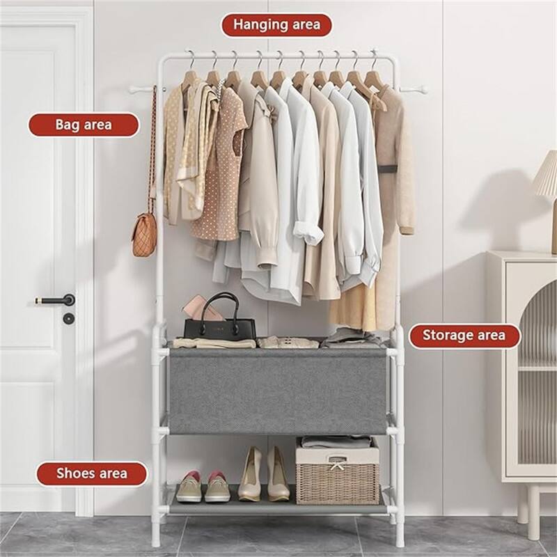 Clothing Rack with Storage Bag - 12.2"D x 33.46"W x 68.11"H