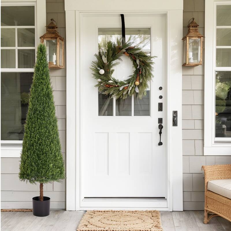GDFStudio - Veyron 6FT Artificial Topiary Tree in Durable Faux Cedar Design - Green