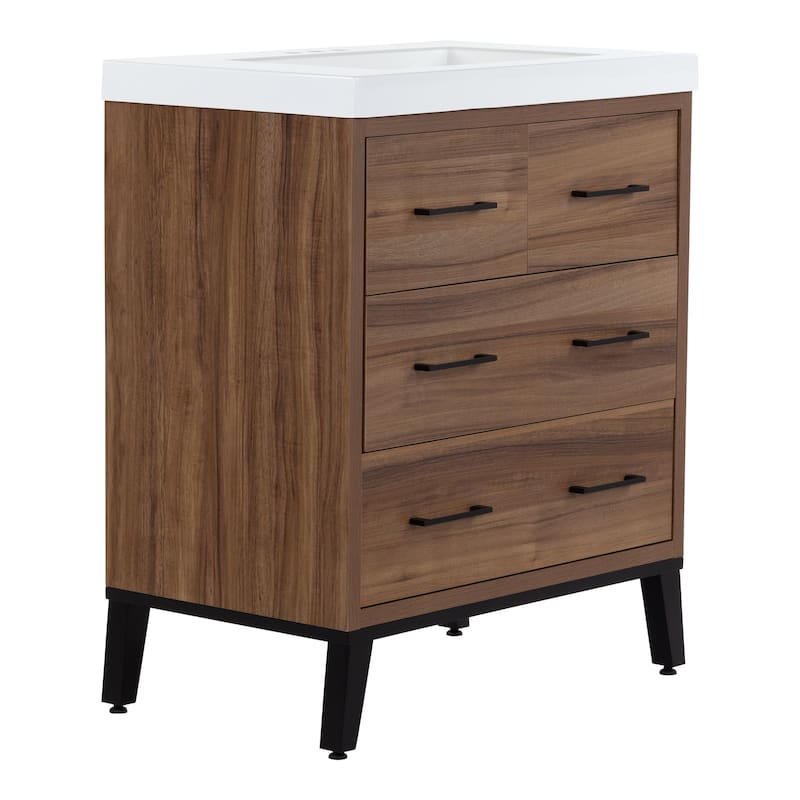 Rialta 31" 3-Drawer Bathroom Vanity With White Sink Top
