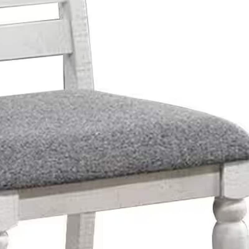 Set of 2, Chairs with Antique White Wood and Grey Seat