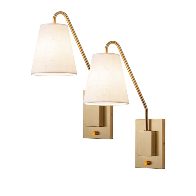 Starsky Dimmable Cotton-Linen Fabric Arm Wall Sconces(Set of 2)