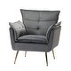 preview thumbnail 84 of 89, HULALA HOME 1ida Modern Velvet Tufted Accent Armchair with Gold Metal Legs