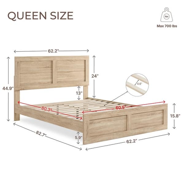 dimension image slide 2 of 7, Spruce & Spring Scout 3-Piece Solid Wood Bed Set with Platform Bed Frame and 2 Nightstands