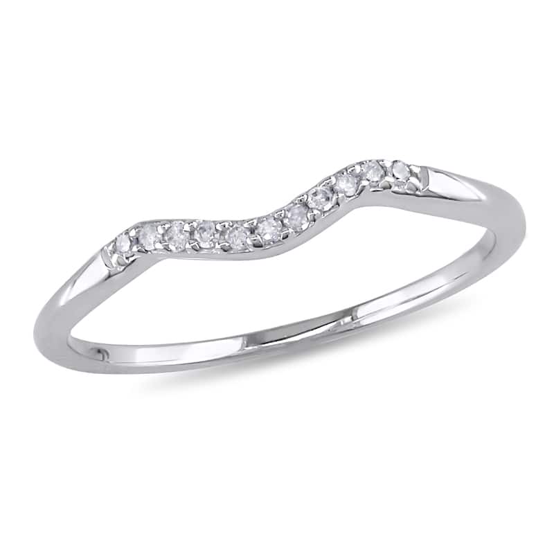 Miadora 10k White Gold Diamond Accent Curved Wedding Band