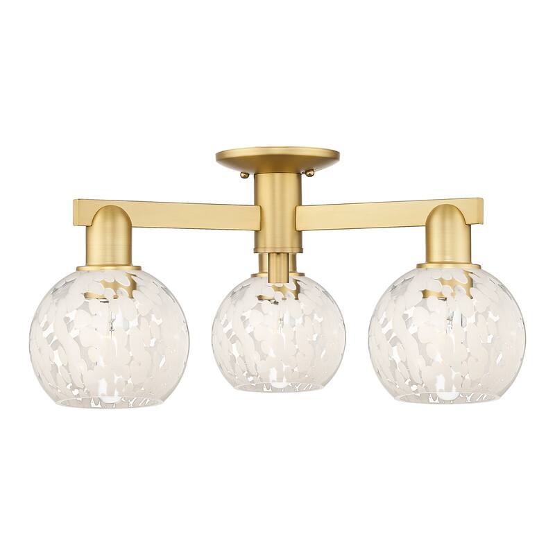 Innovations Lighting Endless Possibilities Arcadia - White Mouchette - 3 Light 24" Semi-Flush Mount - Satin Gold