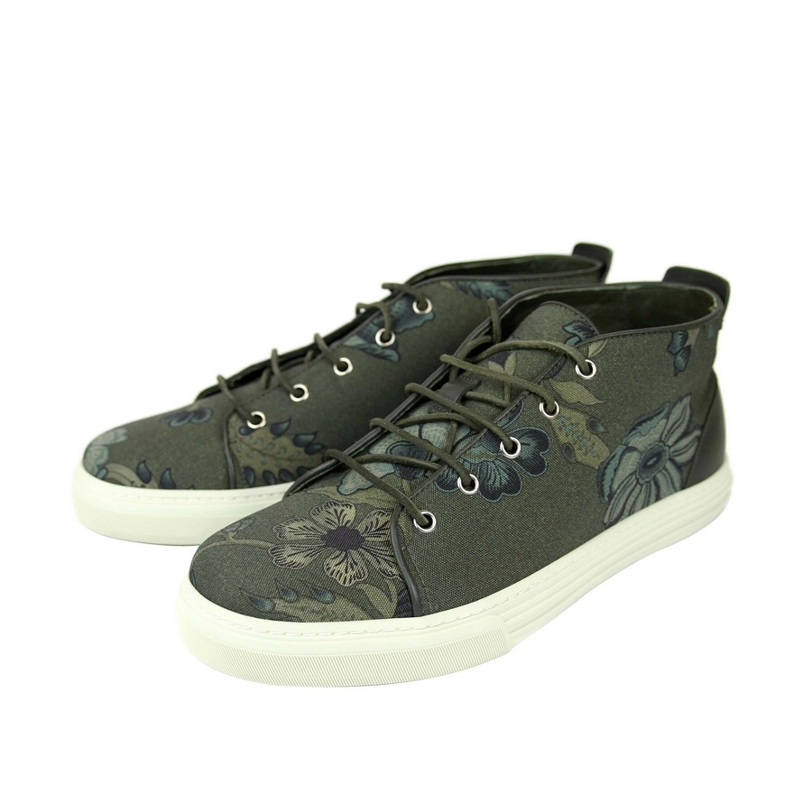 Gucci Men's Green Lace-up Floral Fabric 