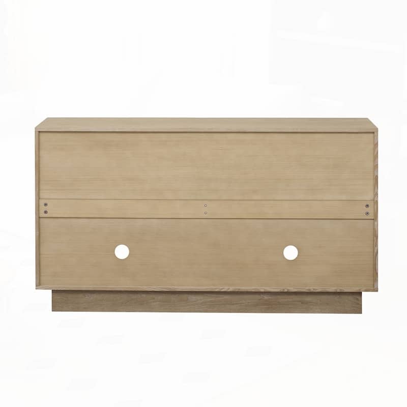 Wood Sideboard Cabinet with Semi-Circular Handles and Adjustable Shelves