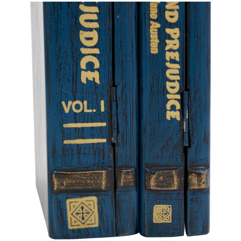 Blue, Green, Brown or Red Wooden Storage Faux Book Box (Set of 2)