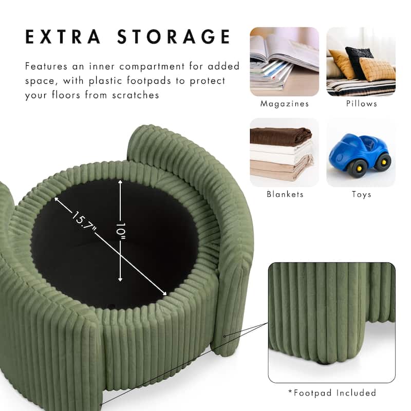Furniture of America Elyndra 25-inch Round Chenille Storage Ottoman with Flip Top