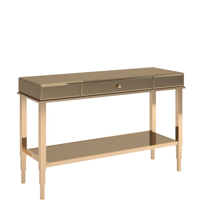 Camille Mirrored TV Stand Console Table with Drawer by iNSPIRE Q Bold - Champagne Gold