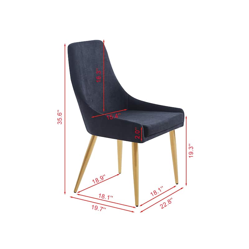 Set of 2 Classical Upholstered Accent Dining Chairs with Steel Legs