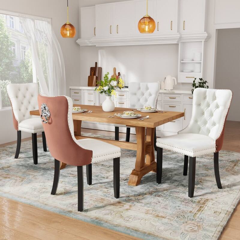 Tufted Naliheads Solid Wood Upholstered Dining Chairs (Set of 2)