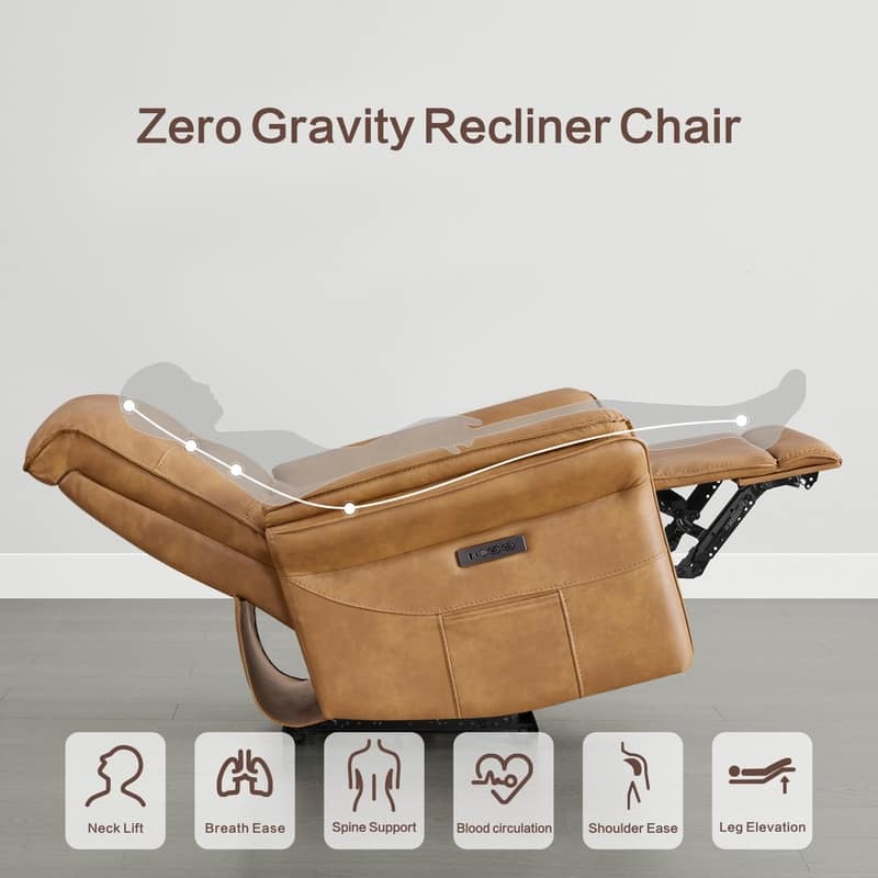 Spruce & Spring Dual Motor Zero Gravity Power Recliner with Power Headrest