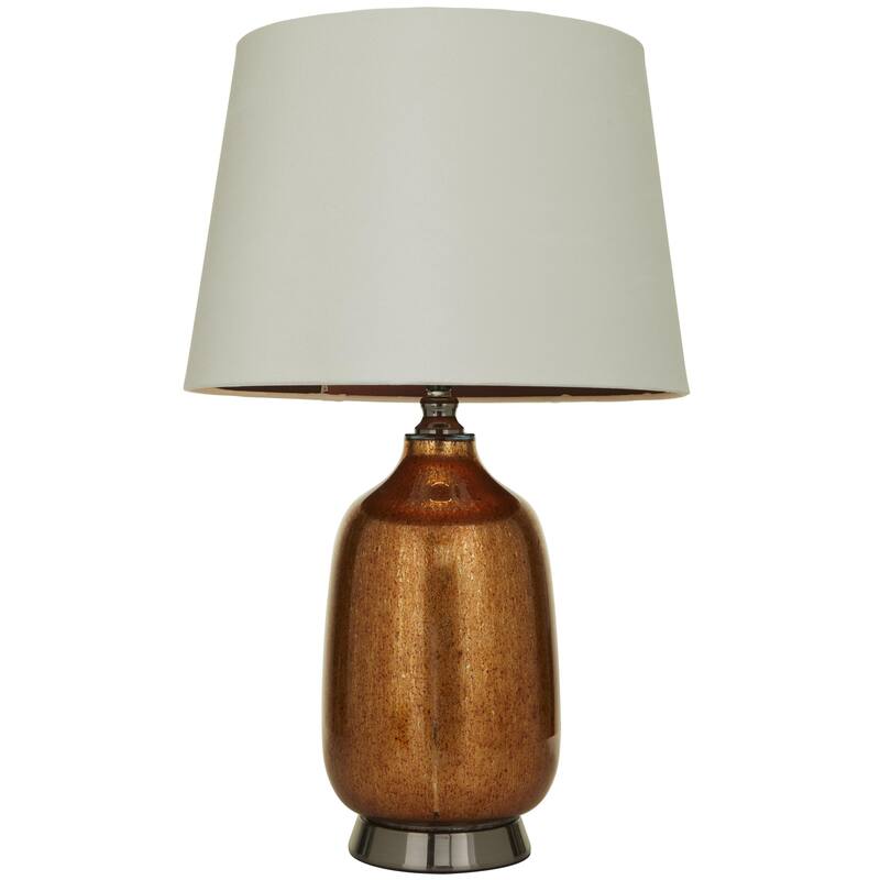 Glass Gourd Style Base Table Lamp with Tapered Shade - Copper - Roche River Decor - 16"W x 16"L x 26"H