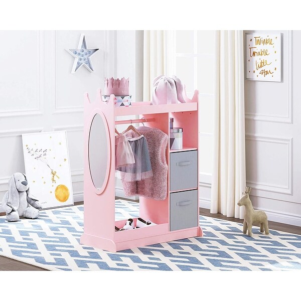 UTEX Kids Dress up Storage with Mirror and Storage Bin,Kids Armoire Dresser,Costume Closet,Pretend Storage Closet for Kids. Opens flyout.