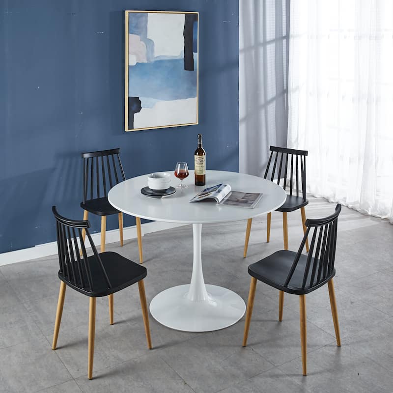 42.1" Mid-century Round Dining Table for 4-6 people,with MDF Top and Metal Base
