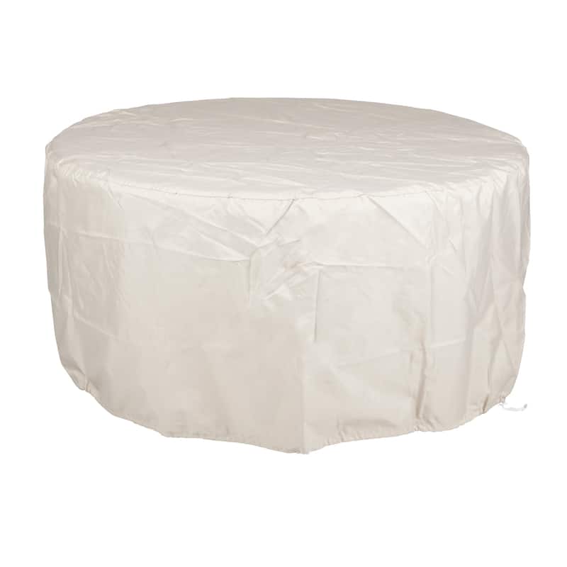 Round 34 in. x 34 in. Aluminum Propane Fire Pit Table with Glass Beads, Two Covers, Lid, 37,000 BTUs - N/A