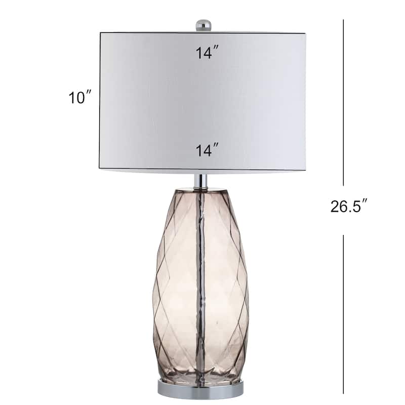 Night 26.5" Glass/Metal LED Table Lamp, Smoked Gray by JONATHAN Y