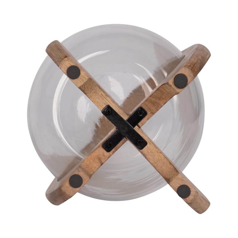 Sagebrook Home Modern Crafted Glass and Wood Lantern