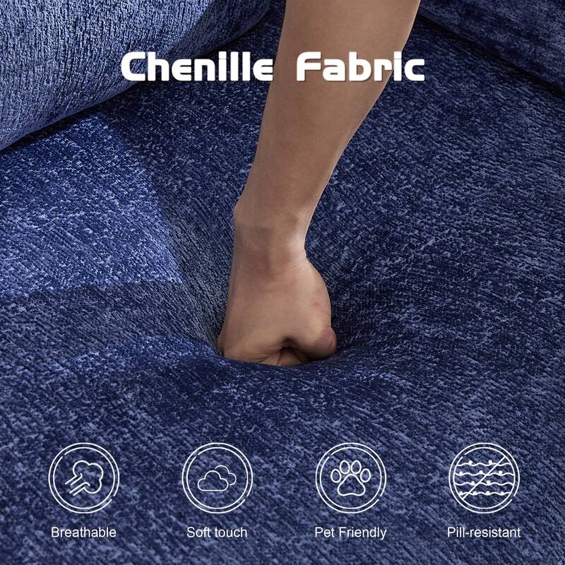 Free Combination Lazy Folding Sectional Sofa Chenille Modular Sleeper Sofa Bed Floor Standing Compression Mattress
