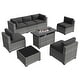 preview thumbnail 55 of 179, AOXUN Fire Pit Conversation Set Rattan Sofa Set Outdoor Furniture With Cushions
