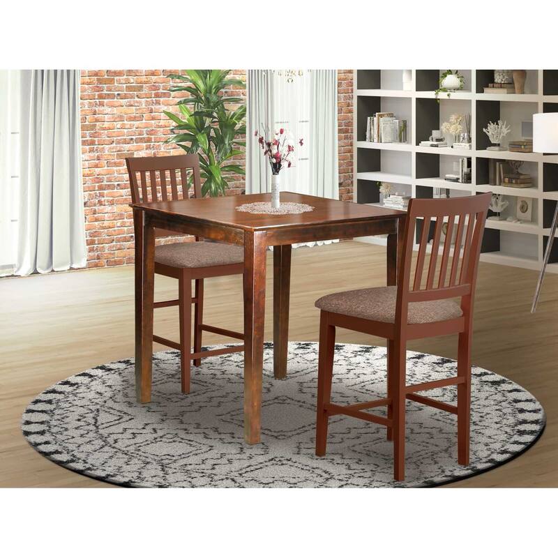Counter Height Table Set 3pc - Modern Square Dining Table & Stools for Kitchens