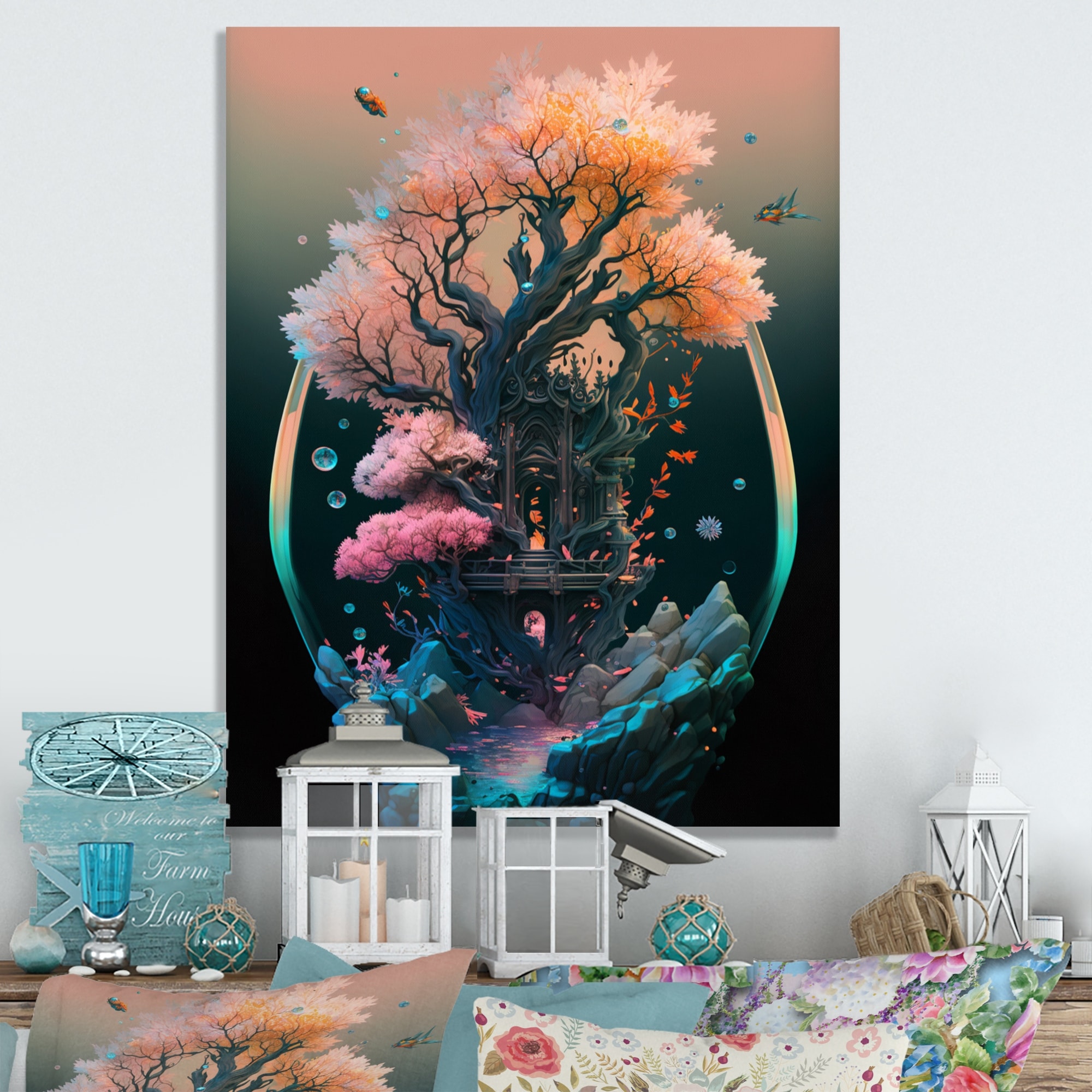 cherry blossom metal wall art