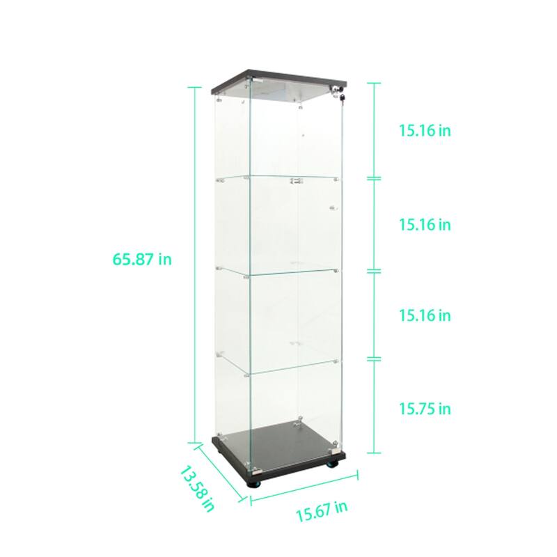 Tempered Glass Display Cabinet,Storage Cabinet,File Cabinet,with LED - Black