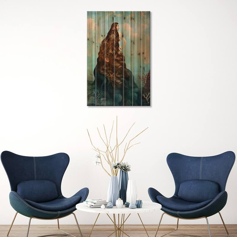 Virgin Island Water Print On Wood by Catrin Welz-Stein - Multi-Color