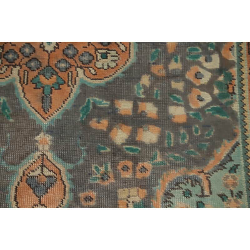 Hand Knotted Oriental 100% Wool Carpet Traditional Floral Greys & Charcoal Tabriz Area Rug - 4' 7'' X 3' 1''