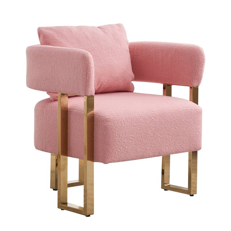 Modern 24.41" Upholstered Accent Chair with Gold Metal Legs for Dressing Area (Set of 2)