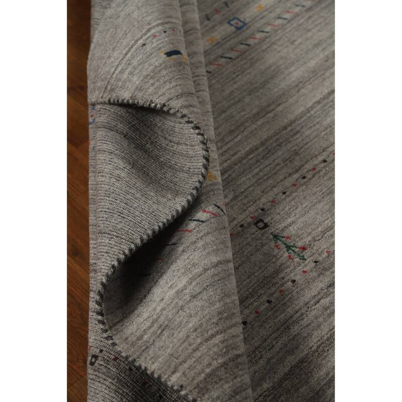 Oriental Grey Gabbeh Indian Area Rug Handmade Wool Carpet - 5'1" x 7'8"