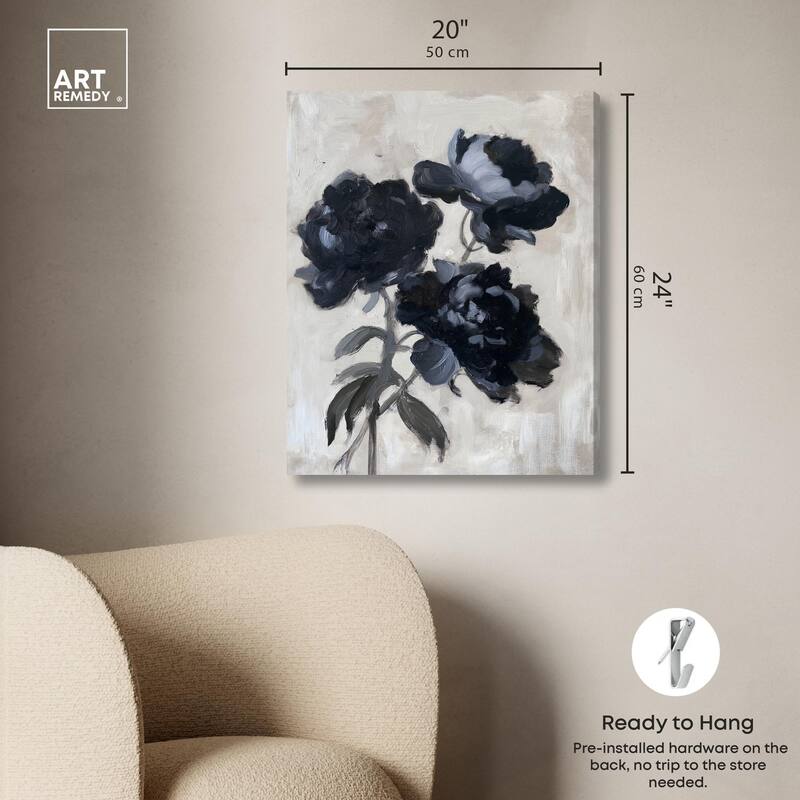 Peonies in Shadow Canvas by Art Remedy, Gallery Wrapped