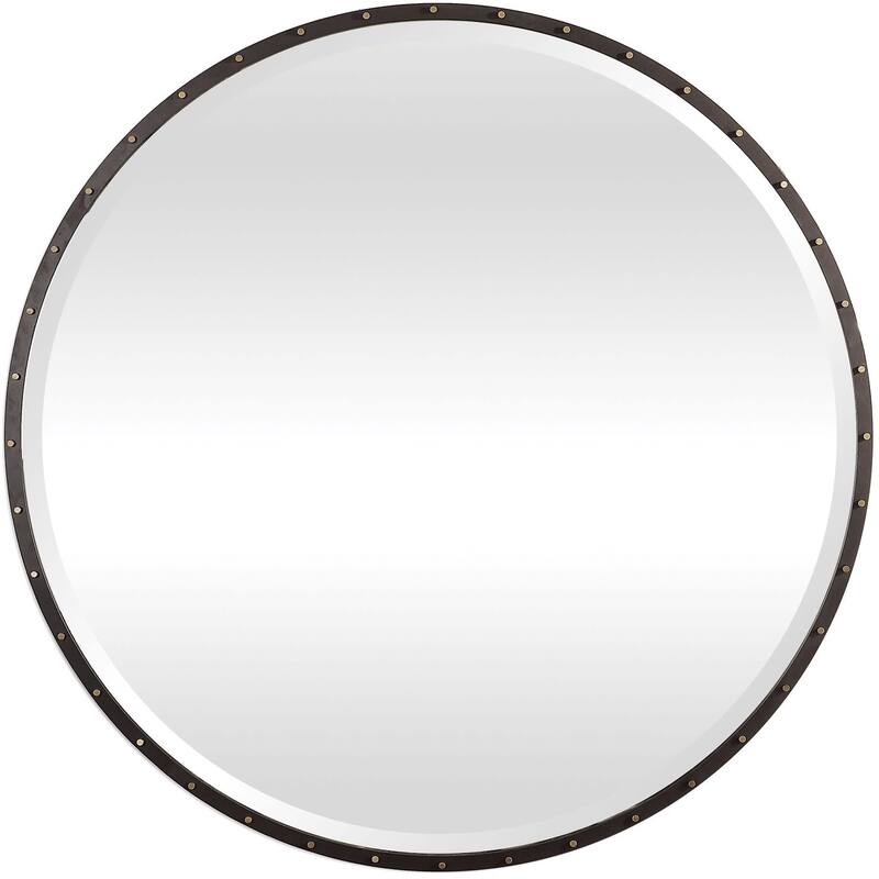 Uttermost Benedo 42" Round Urban Industrial Riveted Beveled Wall