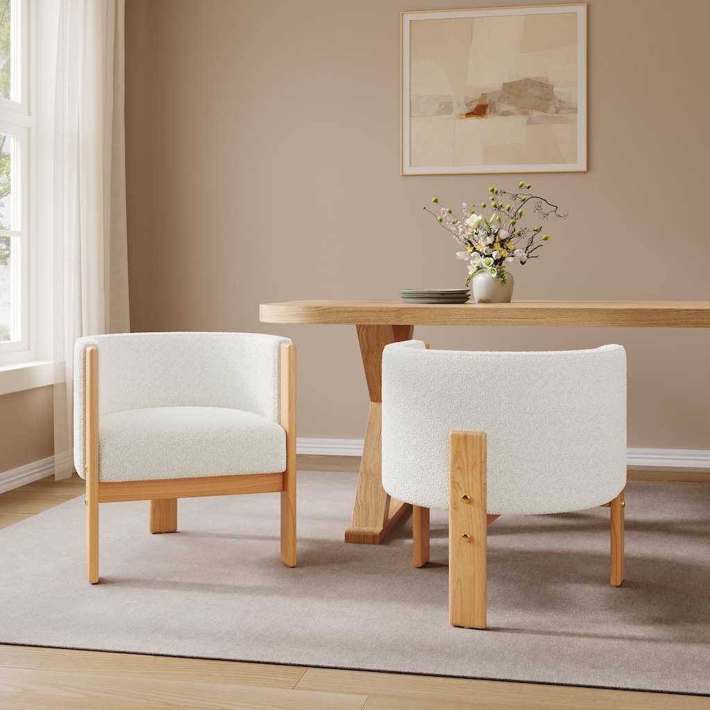 Christopher Knight Home - White Haven - Modern Upholstered Dining Armchairs with Natural Rubber Wood Frame, Set of 2