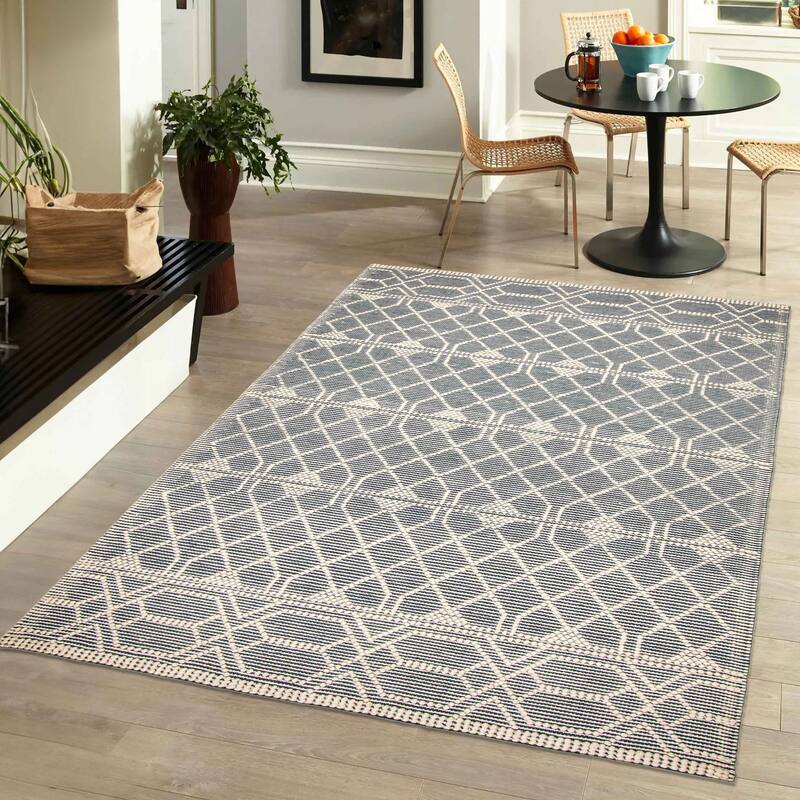 ECARPETGALLERY Braid weave Sienna Teal Wool Rug - 5'1 x 8'0