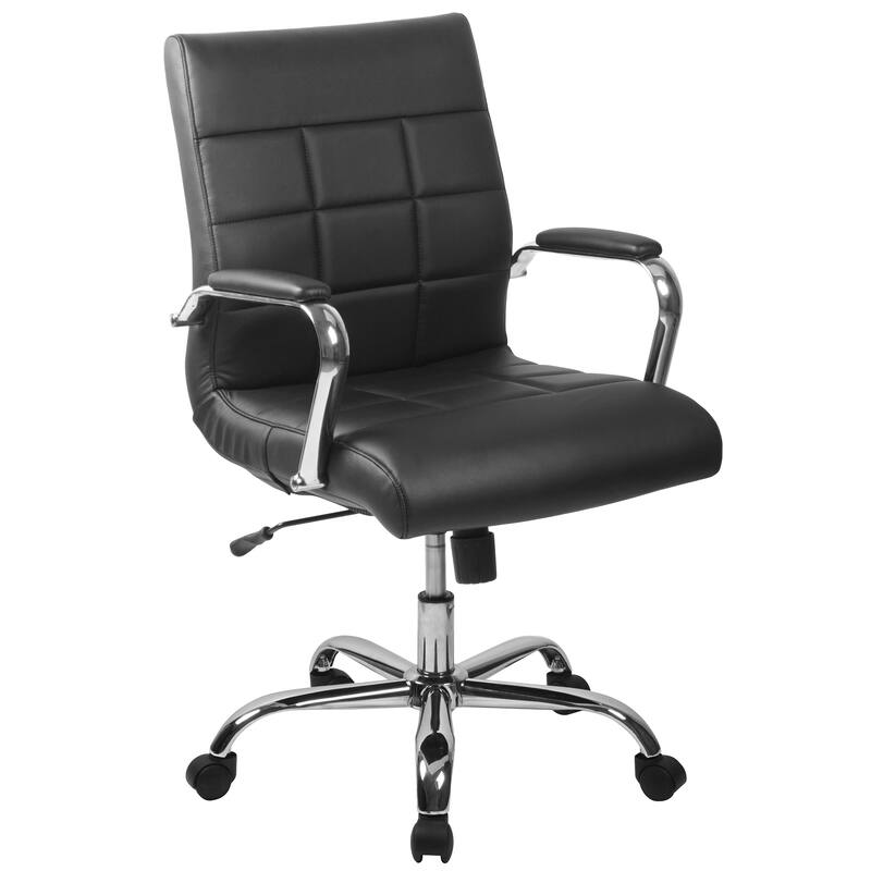 Mid-back Chrome/Vinyl Executive Swivel Office Chair